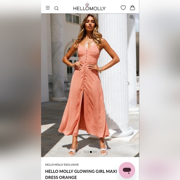 Hello Molly Glowing Girl Maxi Dress Peach Orange Boho Floral Print Size S or 4 - Picture 3 of 10
